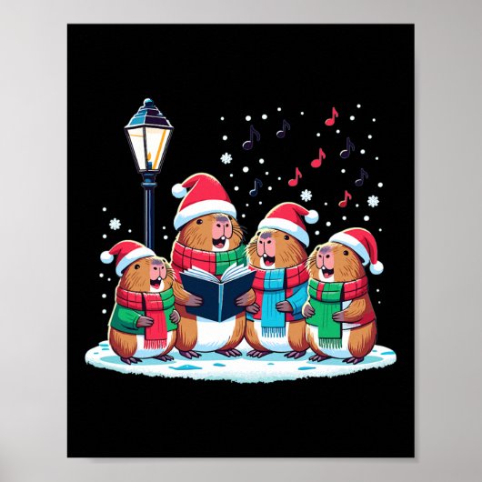 Feestelijke winter Capybara Kerstmis Poster (Voorkant)