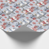 Feestelijke winter dansen pinguïns cadeaupapier (Hoek)