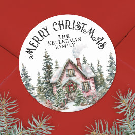 Feestelijke Winter Elegante Kerstmis Ronde Sticker
