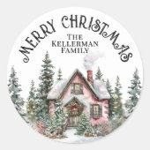 Feestelijke Winter Elegante Kerstmis Ronde Sticker (Voorkant)