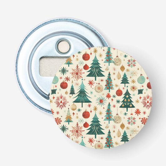 Feestelijke winter Feestdagen Button Flesopener (Voorkant)