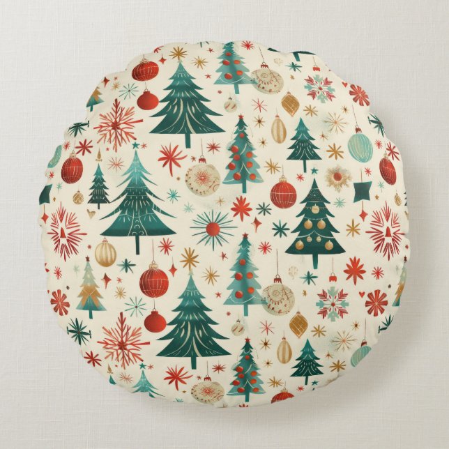 Feestelijke winter Feestdagen Rond Kussen (Voorkant)