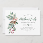 Feestelijke winter gebladerte script kerstfeest kaart (Voorkant)