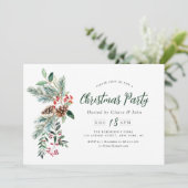 Feestelijke winter gebladerte script kerstfeest kaart (Staand voorkant)