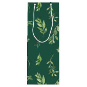 Feestelijke Winter Greenery Botanicals Holiday Wijn Cadeautas (Achterkant)
