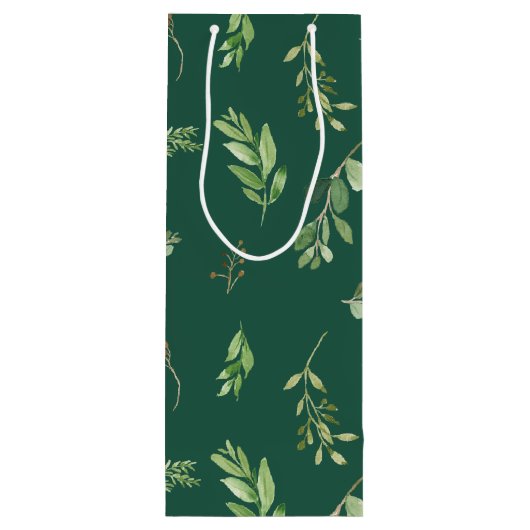 Feestelijke Winter Greenery Botanicals Holiday Wijn Cadeautas (Achterkant)