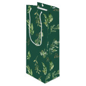 Feestelijke Winter Greenery Botanicals Holiday Wijn Cadeautas (Voorkant Gekanteld)