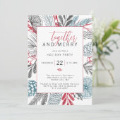 Feestelijke Winter Greenery Holiday Party Kaart (Staand voorkant)