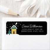 Feestelijke Winter Holiday House Retour Adreslabel Etiket (Insitu)
