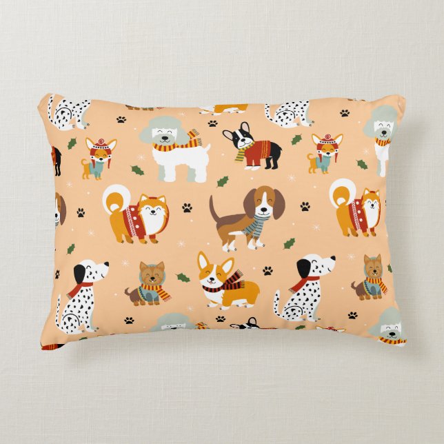 Feestelijke winter honden sjaals accent kussen (Voorkant)