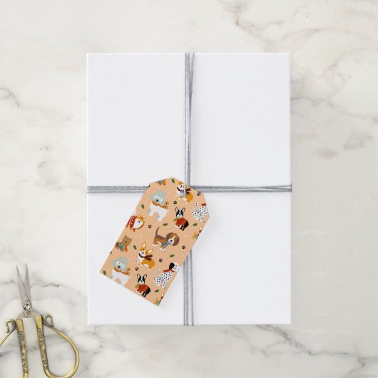 Feestelijke Winter Honden Sjaals Cadeaulabel (Met Touw)
