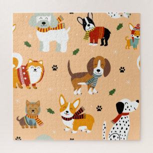 Feestelijke Winter Honden Sjaals Legpuzzel