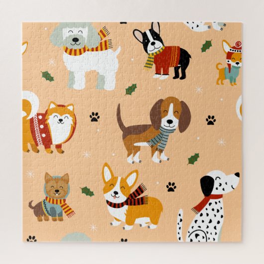 Feestelijke Winter Honden Sjaals Legpuzzel (Verticaal)