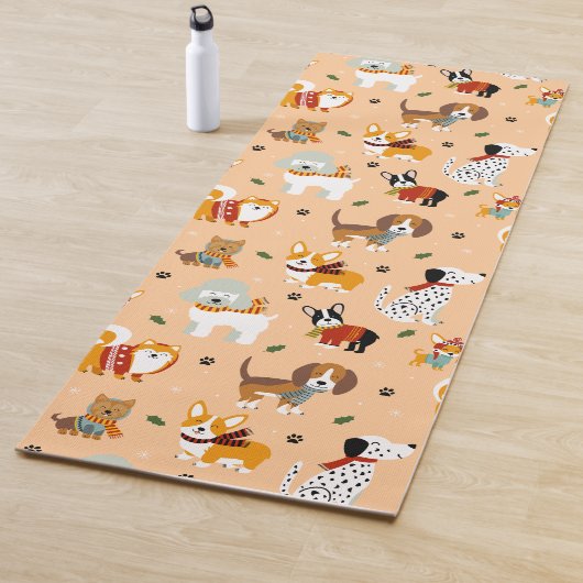 Feestelijke Winter Honden Sjaals Yogamat (In situ)