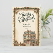 Feestelijke Winter House Kerstviering Feestdagenkaart (Staand voorkant)