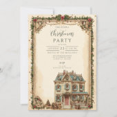 Feestelijke Winter House Kerstviering Kaart (Voorkant)