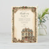 Feestelijke Winter House Kerstviering Kaart (Staand voorkant)