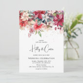 Feestelijke Winter Kerst Bloemen Bruiloft Kaart (Staand voorkant)