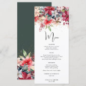 Feestelijke Winter Kerst Bloemen Bruiloft Menu (Voorkant / Achterkant)