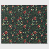 Feestelijke Winter Kerst Bloemige Cadeaupapier (Vlak)