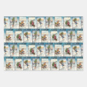 Feestelijke  Winter Kerst Kaart Collage Inpakpapier Vel (Voorkant)