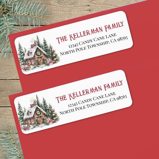 Feestelijke Winter Kerst Retouradres Etiket