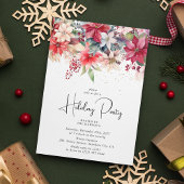 Feestelijke Winter Kerstbloemen Vakantie Party Kaart