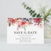 Feestelijke Winter Kerstbloemen Vakantie Party Save The Date (Staand voorkant)