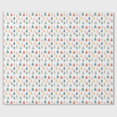 Feestelijke Winter Kerstbomen Modern Patroon Cadeaupapier (Vlak)