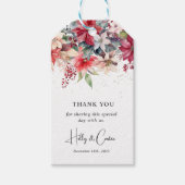 Feestelijke Winter Kerstmis Bloemen Bruiloft Cadeaulabel (Voorkant)