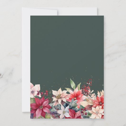 Feestelijke Winter Kerstmis Bloemen Bruiloft Kaart (Achterkant)