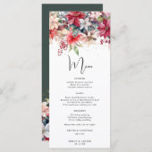 Feestelijke Winter Kerstmis Bloemen Bruiloft Menu (Voorkant / Achterkant)