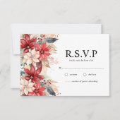 Feestelijke Winter Kerstmis Bloemen Bruiloft RSVP Kaartje (Voorkant)