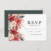 Feestelijke Winter Kerstmis Bloemen Bruiloft RSVP Kaartje (Voorkant / Achterkant)