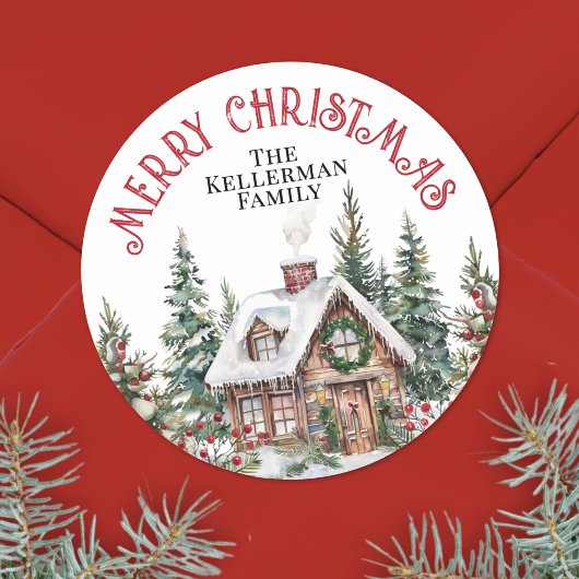 Feestelijke Winter Kerstmis Ronde Sticker