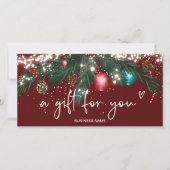 Feestelijke winter krans logo cadeaubon rood (Voorkant)