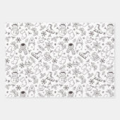 Feestelijke Winter Leuke Doodle Kleurrijk Zwart Wi Inpakpapier Vel (Voorkant 2)
