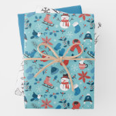 Feestelijke Winter Leuke Doodle Kleurrijk Zwart Wi Inpakpapier Vel (In situ)