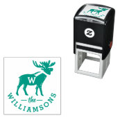 Feestelijke Winter Moose Monogram Familie Kerstmis Zelfinktende Stempel (In situ)