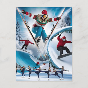 Feestelijke Winter Olympische Spelen Kerstvreugde  Feestdagenkaart