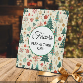 Feestelijke winter patroon gunsten reclamebord met voetstuk