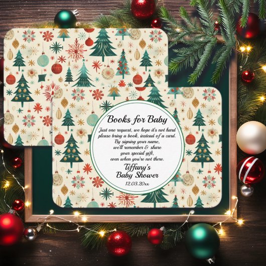 Feestelijke Winter Pattern Baby shower Boeken voor Informatiekaartje
