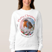 Feestelijke Winter Robin Redbreast Vrolijk Kerstfe Trui (Voorkant)