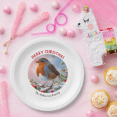 Feestelijke Winter Robin  Waterverf Kerst Papieren Bordje (Feest)