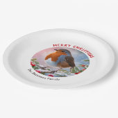 Feestelijke Winter Robin  Waterverf Kerst Papieren Bordje (Gekanteld)