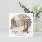 Feestelijke winter scène Uw logo Bedrijf Feestdagenkaart (Staand voorkant)