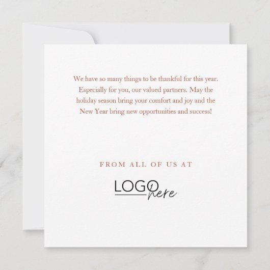 Feestelijke winter scène Uw logo Bedrijf Feestdagenkaart (Achterkant)