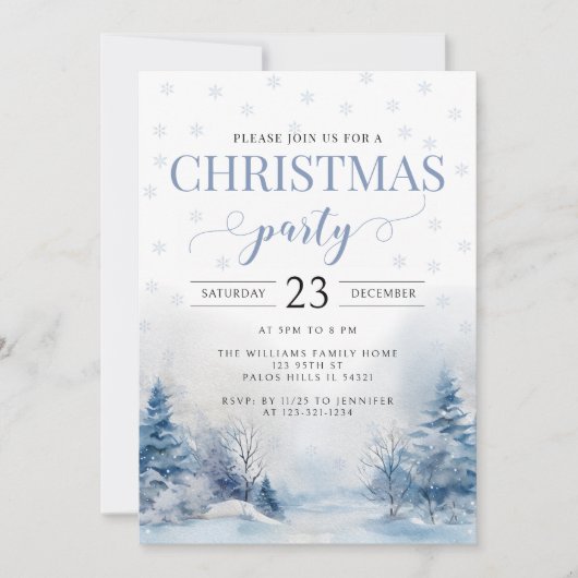 Feestelijke winter sneeuw Kerstfeest uitnodiging (Voorkant)