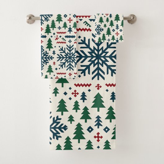 Feestelijke winter sneeuwvlok patroon bad handdoek (Insitu)