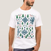 Feestelijke winter sneeuwvlok patroon t-shirt (Voorkant)